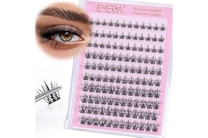 EMEDA pestañas autoadhesivas, kit de pestañas en racimo sin pegamento Racimos de pestañas autoadhesivas, 120pcs Pestañas Manga anime preencoladas (K03)