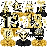 Centrotavola Compleanno 40 Anni - Set 10pz Nido D'Ape Oro E Nero, Decorazioni Tavola