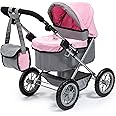Bayer Design 13008AA Dolls Pram Trendy, stroller, foldable, height-adjustable handle, bag, grey-pink with fairy