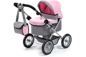 Bayer Design 13008Aa, Cochecito, Carro Muñecas Trendy, Plegable, Gris, Rosa, Color