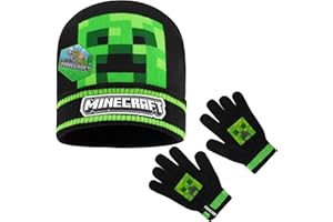Minecraft Wintermütze Jungen, gefütterter Bucket Hat oder Beanie & Handschuhe, Geschenke für Gamer