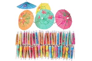 CHDZSW 40 Stück Cocktail Party Dekorationen, Mixed Color Cocktail Zubehör Papierschirmstäbchen, Wiederverwendbar Bunte Cocktailschirmchen Cocktail Dekoration Papier, für Bar DekoTrinkfrüchte Wein Party