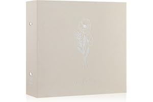Lanpn Album photo Scrapbooking 30x30 cm, Lin Tissu Classeur à 3 Anneaux Livre Photo 30 x 30 cm avec 30 Pochettes Plastiques 60 Pages (Beige)