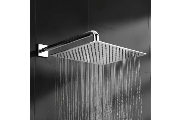 Plantex Stainless Steel Shower Head for Bathroom 12 x 12 inch with Water Saving Techonology/Rain Flow Overhead Shower without Arm/Bathroom Showers - (Ultra Slim-Chrome)