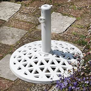 Metal Parasol Base White: Amazon.co.uk: Kitchen & Home