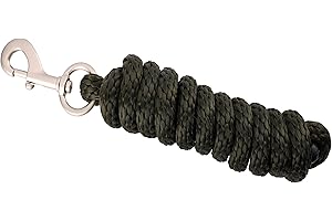 Merauno® Cuerda para caballo, en diferentes diseños elegantes, cuerda de amarre, pony, burro, cabra larga con mosquetón (verde negro, mosquetón)