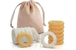 LONIMIA Anillos de masaje para dedos, acupresión premium, juego de 14 unidades, para niños y adultos, trabajadores de oficina para reducir la ansiedad por el estrés (dorado y plateado)