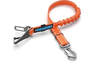 IOKHEIRA Cinturón Seguridad Perro, Ajustable Perros Correa con Elástico y Fuerte Mosquetón, Cinturón De Seguridad para Perros Apto para Todos Los Perro Medianos y Grandes(Naranja)