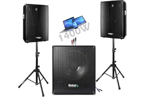 Ibiza Sound Light - Pack Sono Enceinte + CAISSSON DE Basses + Pieds + Cables HP et Cable PC offerts !!! - PA DJ Sono Mix idéal soirée dansante Disco Mobile