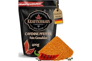400g Cayennepfeffer gemahlen von Krautschmaus, Cayenne Pfeffer, Chilipfeffer Pulver, Chili Pfeffer Gewürz, Cayennepfefferpulver, Premium Qualität ohne Zusatzstoffe