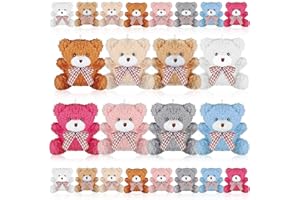 AORIHER 24 Pacchi di Mini Orso di Peluche Animali di Orsacchiotto di Peluche Giocattoli per Bambole Snodati Orso da 3,15 Pollici per Portachiavi per Decorazione di Torta di Compleanno, 8 Colori