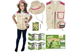 Cheerful Children Toys Kids Explorer Costume Kit including Safari Vest and hat plus Dinosaur and Bug Educational Handbooks. For Dress up, Outdoor Adventures and Role play. Suitable for 3-7 year olds.…