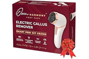 Own Harmony Roll Pedicure Elettrico Ricaricabile CR2100 - Cura dei Piedi Attrezzi Professionale per Talloni Screpolati e Pelle Secca - Potente Lima Elettrica per Calli e Duroni con 3 Rulli (Cavo USB)