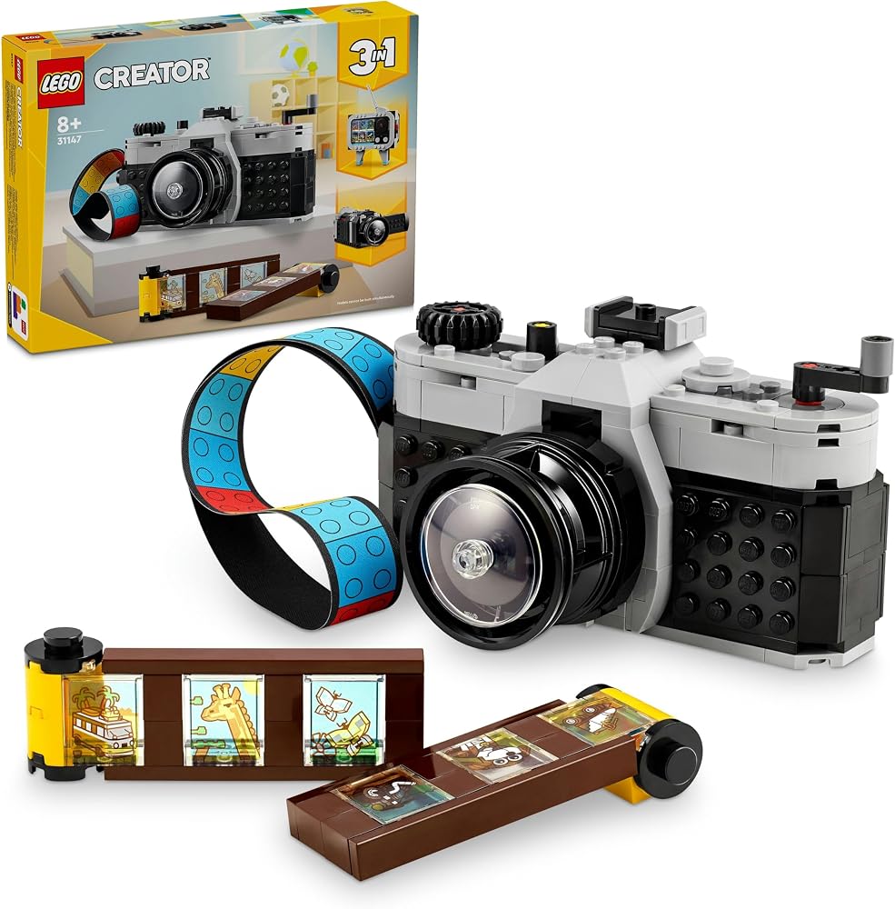 LEGO Creator Retro Fotoğraf Makinesi 31147 | 8 Yaş ve Üzeri Çocuklar için Televizyona Dönüşebilen 3’ü 1 Arada Oyuncak Yapım Seti, Doğum Günü Hediyesi (261 Parça)
