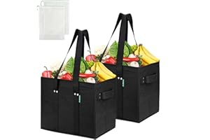 COTTARA Torba na zakupy premium, składana, 3 sztuki – stabilny kosz na zakupy wielokrotnego użytku ze składanym wzmocnionym dnem, w zestawie 3 x siatka na owoce i warzywa – 38 x 23 x 31 cm, szara