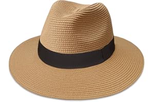 Maylisacc Femme Homme Chapeau de Soleil Panama en Paille Léger Respirable Panama Hat pour Jardin Voyage Plage été