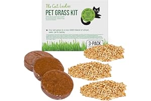 The Cat Ladies Zolla Erba per Gatti - 3X Dischi di Terra e 3X Bustine Semi Piante - Terriccio Fibra di Cocco - Dischetti Terra Piantine Erba per Gatto - Kit Ricarica