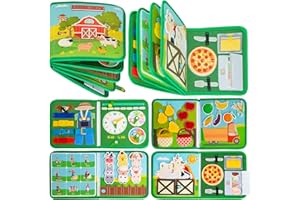 QUANQUER Busy Board Pour les Tout-Petits, Planche D'ActivitéS de Ferme Montessori pour Enfants de 1, 2, 3 Ans, GarçOn et Fille, DéVeloppement du Tableau Sensoriel, Jouets de Voyage pour Tout-Petits en Avion