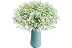 Beferr 12 Pcs Gypsophila Artificial Flowers Babies Breath, Faux Baby Breath Bouquet Fake Baby's Breath Greenery for Flower Arrangement Home Wedding Party Office Decoration, DIY Wreath (White)