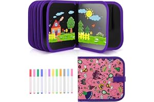 Mardiko Erasable Doodle Book, Double-Sided Kids' Drawing Writing Boards with 12 Colored Pens, Reusable Portable Drawing Pad, Toddler Toys for 2 3 4 5 6 7 8 Year Old Girls Boys, Crown