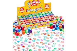 JOYIN 50 sellos surtidos para niños, sellos autoentintados con 50 diseños para recuerdos de fiesta de cumpleaños, premios de carnaval, sellos escolares, bolsa de regalo, Halloween, Navidad (zoológico