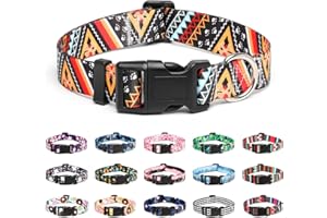 Mercano Collier pour Chien, Collier Classique en Nylon Réglable, Fleur, Océan, Forêt, Tribal Design, Tournesol, Flora, Léopard, pour Petits, Moyens et Grands Chiens (L, Ethnique Doré)