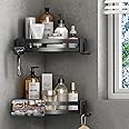 VOLPONE Corner Shower Caddy with Razor Holder Adhesive Shower Shelf Corner No Drilling Bathroom Shower Organizer Storage Rack (2-Pack, Black)