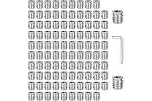 Vueinrg 100 Inserire Dadi Manicotto da Avvitare Filettato M6 x 15 mm Inserti Filettati per Legno Boccole Filettate per Legno Esagono Incassato per Mobili in Legno Dadi Esagonali in Acciaio Zincato