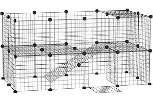 PawHut Valla Metálica para Mascotas Parque Metálica con 36 Paneles Animales Pequeños Desmontable Diseño DIY Negro 146x73x73cm