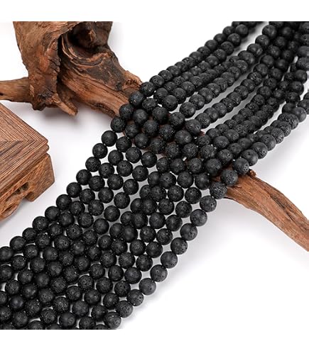 TOAOB 100 Pezzi Perle di Lava Nero Pietra Naturale 4 mm Nero Vulcanico Rotondo Perle per Braccialetti Collane Creazione di Gioielli Fai da Te