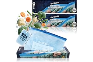 com-four® 30x Torebki do mrozenia 6L z zamknieciem – Wielokrotnego uzytku do przechowywania zywnosci – Uniwersalne worki na swiezosc i aromat do -40°C (6 L - 30 sztuk)