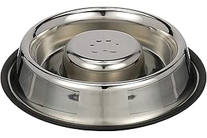 NEATER PET Brands, ciotola a lento mangime in acciaio inox (stile non punta) – blocca il cibo per cani, gonfiore e mangiare rapidamente (grande, base non punta)