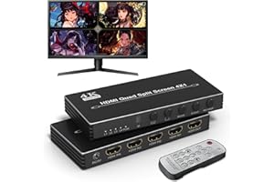 ARLEEDYN Multivisor HDMI 4 en 1, HDMI 4x1 Quad Multi-Viewer 4K @30Hz, HDMI Multi-Switcher con control remoto IR para PS4/PC/DVD