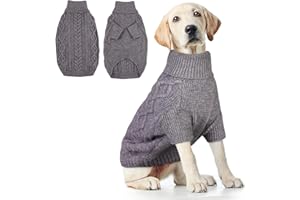 Hjumarayan Pull pour Gros Chien, Hiver Pull pour Chien Simple Elégant Pull-Overs à Col Montant avec Manches Sweat Epais et Chaud pour Labrador, Gris XXL