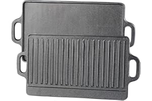 Rosenstein & Söhne Grillplatte Induktion: Gusseiserne Wende-Grillplatte für Ofen, Herd & Grill, 46 x 23 cm (für Holzkohlegrill, Gusseisen Grillplatten, Grillspiesse)
