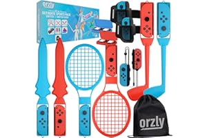 Zestaw akcesoriów Orzly Switch Sports Games 2024 kompatybilny z Nintendo Switch i Switch OLED z rakietami tenisowymi, kijami golfowymi, mieczami Chambara i uchwytami Joy Con Grips