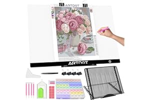 ARTDOT Table Lumineuse A2 pour Diamond Painting, Ultra-mince Portable Tablette Led Lumineuse pour Broderie Diamant, Esquisser, Animation