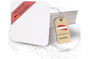 EV HOME CREATIONS EV® Bierdeckel Pappe - 100 Stück, Eckig (9,3 x 9,3 cm) - Made in Germany - Blanko Untersetzer zum Bemalen & Basteln - Das Perfekte DIY Set für Kreative Köpfe