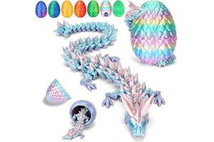 YILCER 12" 3D Printed Dragon Egg, Mystery Articulated Crystal Dragon Egg Fidget Toys, 3D Print Surprise Animals Toy for Kid Teen Boy Girls (Rainbow Color)