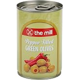 The Mill Pepper Filled Green Olive Tin - Strained Weight: 300 g - 361-400 pieces/kg - Seedless - Pickled - North Aegean Region