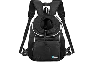PetAmi Front Carrier Backpack for Dogs and Cats, Adjustable Ventilated Pet Chest Carrier for Hiking Camping Travel, Small Medium Dog Puppy Large Cat Carrying Bag, Max 10 lbs, Black