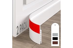 HIZH Door Draught Excluder,Door Draft Stopper,Draft Excluder for Doors,Quick Installation, Soundproofing, Fits Interior/Exterior Doors, Blocks Cold Air & Noise,2 Pack,White