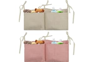 Flintronic Spjälsäng organisatör, hängande babysängsväska, hängande förvaringspåsar baby spjälsäng, blöjorganiserare för blöj