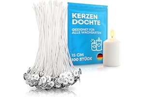 molinoRC 100x Kerzendocht 15cm zum Kerzen Selber Machen [Lange BRENNDAUER] - Dochte für Kerzen perfekt zum Kerzengießen und Kerzen Basteln - Rußfreie Kerzendochte für Kerzen und Kerzenreste