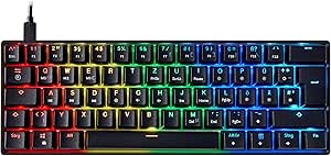 Mizar MZ60 Luna mechanische RGB Gaming Tastatur | 60% Keyboard mit 62 Tasten QWERTZ DE Layout| LED Beleuchtung | Anti Ghosting NKRO | Progammierbare Makro Tasten | Gateron Optical Blue | Schwarz