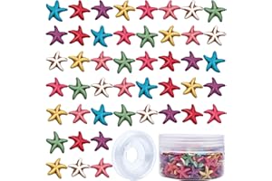 SUNNYCLUE 1 Scatola 160~164 Pezzi Starfish Turchese Perline Charms Perline Distanziali Intagliate con Filo Elastico 10m per Collana Braccialetto Orecchini Charms Fai da Te Jewerly Making