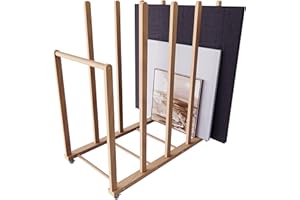 UNZERO Kunst-Aufbewahrungsregal, Kunstleinwand-Aufbewahrung, Leinwandbretter Rack Kunstaufbewahrung mit Griff & Rollen für Zeichenbrett, Panel, Papierblock für Kunststudios, Kunstwerke, Galerie