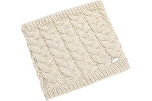 AnJuHoPa Snood hiver femmes câble tricot écharpe tricoté cache-cou thermique doublé polaire style classique Beige2
