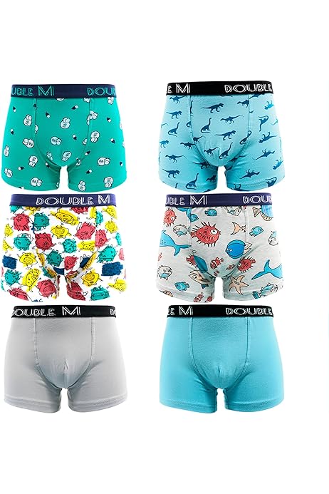 Lot De 5 Boxers Garçon Vertbaudet - Coton Bio Stretch - Motifs Jungle - Taille élastique Large