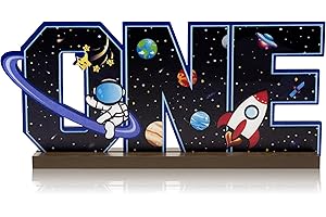 A1DIEE Space One Letter Sign Table Centerpieces 1st Geburtstag Meilenstein Holz Dekoration Zeichen EIN Jahr alte Geburtstagsparty Tischdekorationen Erster Geburtstag Zeichen für Baby Show Foto